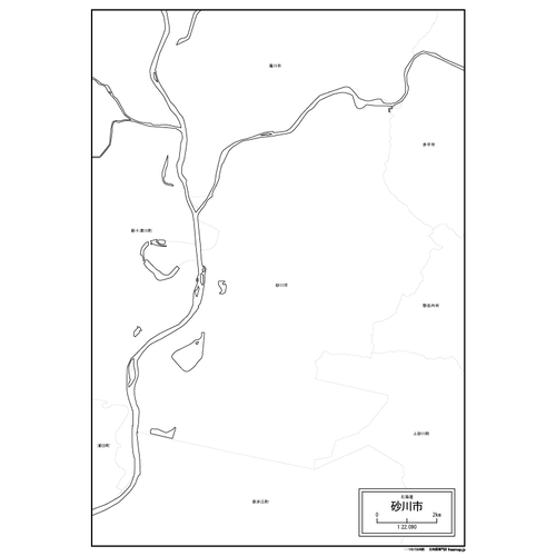 砂川市の白地図のサムネイル