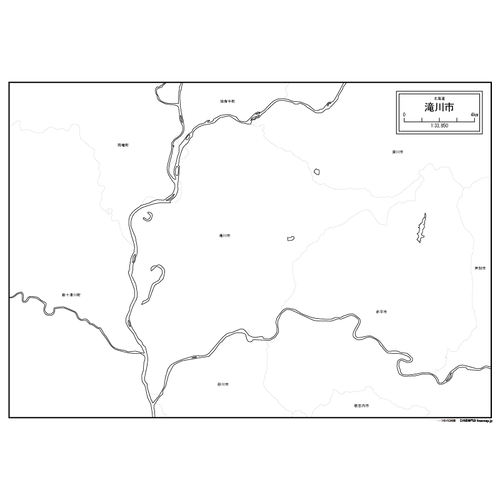 滝川市の白地図のサムネイル