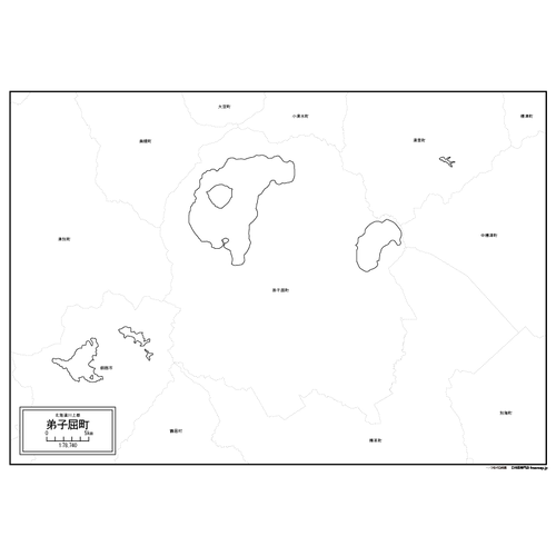 弟子屈町の白地図のサムネイル