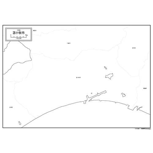 苫小牧市の白地図のサムネイル