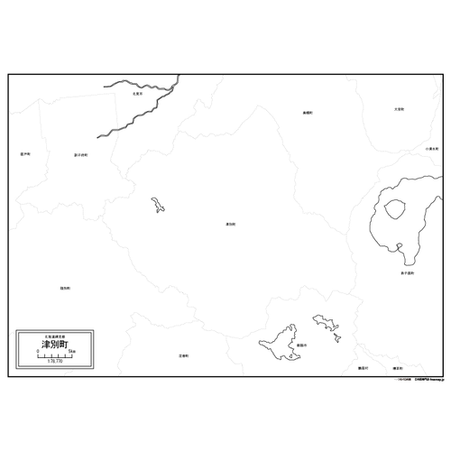 津別町の白地図のサムネイル