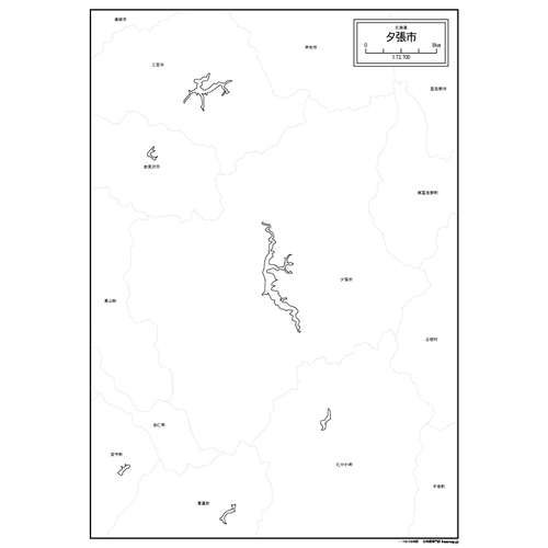 夕張市の白地図のサムネイル