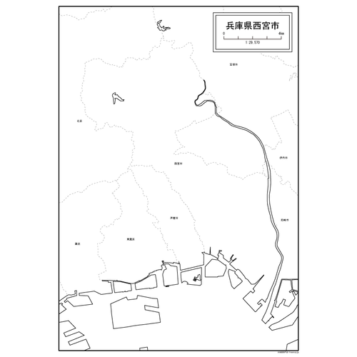 西宮市の白地図のサムネイル