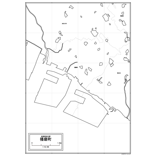 播磨町の白地図のサムネイル