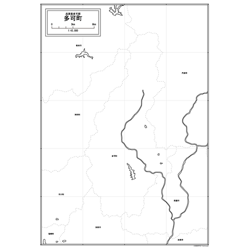 多可町の白地図のサムネイル