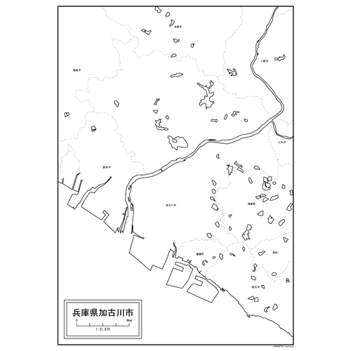 加古川市の白地図のサムネイル