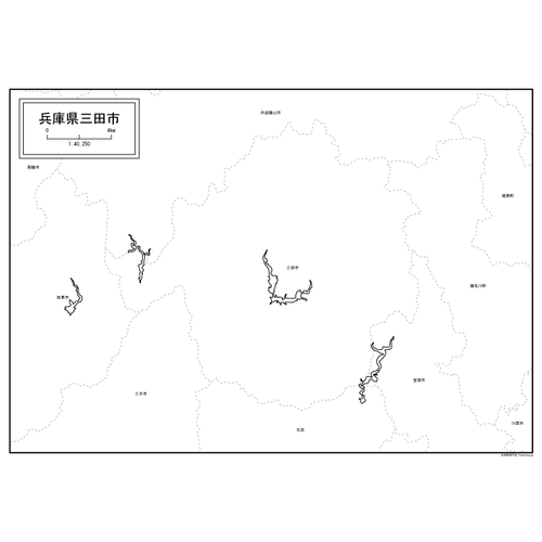 三田市の白地図のサムネイル