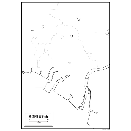 高砂市の白地図のサムネイル
