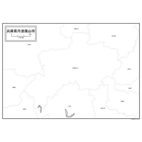 丹波篠山市の白地図のサムネイル