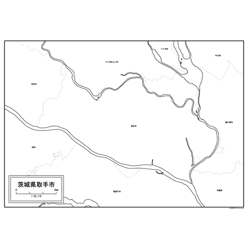 取手市の白地図のサムネイル