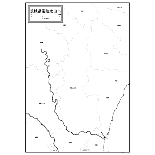 常陸太田市の白地図のサムネイル