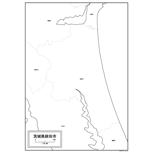 鉾田市の白地図のサムネイル