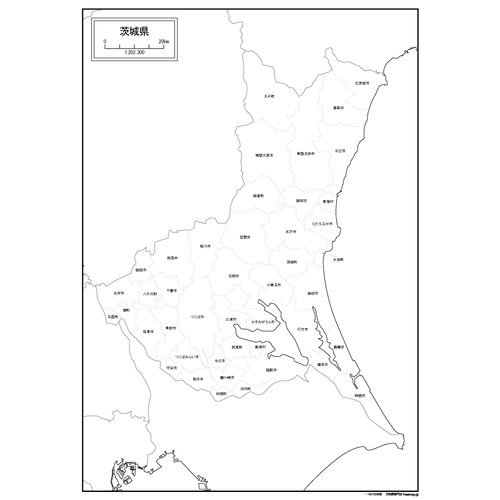 茨城県の白地図のサムネイル