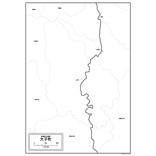 大子町の白地図のサムネイル