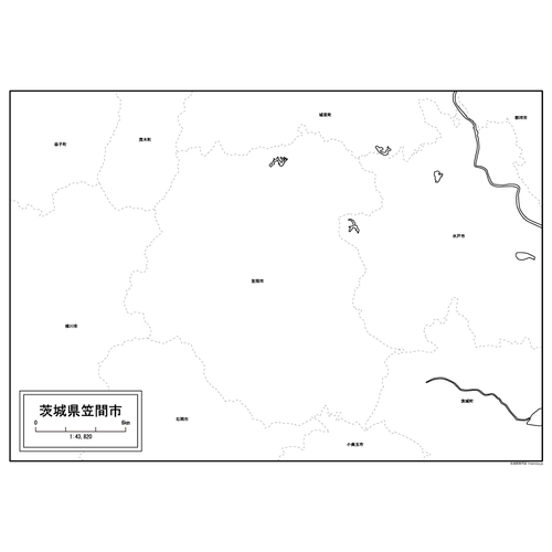 笠間市の白地図のサムネイル