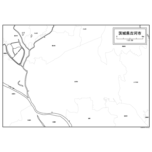 古河市の白地図のサムネイル