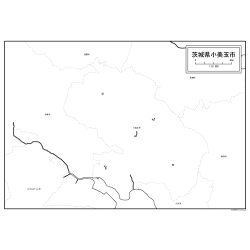 小美玉市の白地図のサムネイル