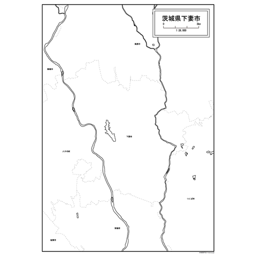 下妻市の白地図のサムネイル