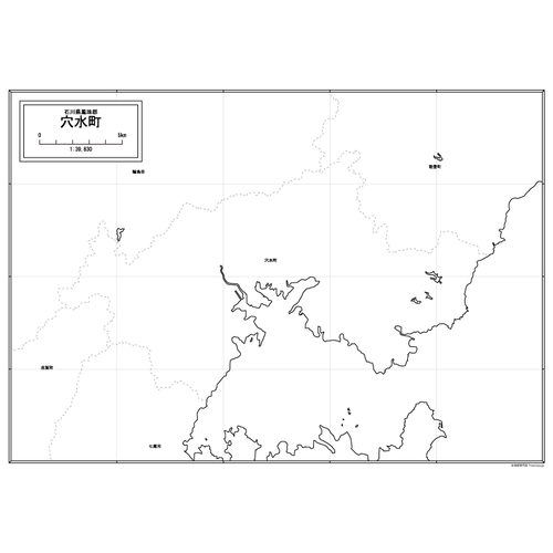 穴水町の白地図のサムネイル