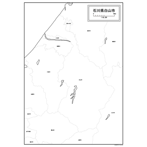 白山市の白地図のサムネイル