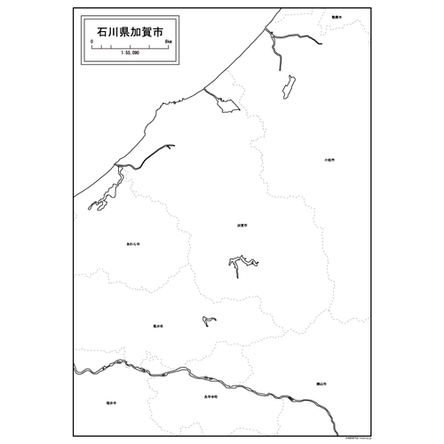 加賀市の白地図のサムネイル