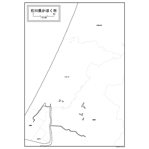 かほく市の白地図のサムネイル