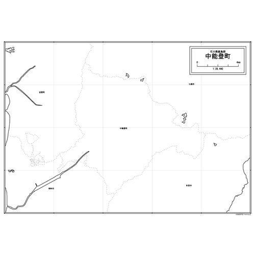 中能登町の白地図のサムネイル