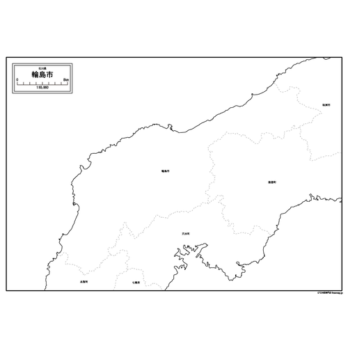 輪島市の白地図のサムネイル