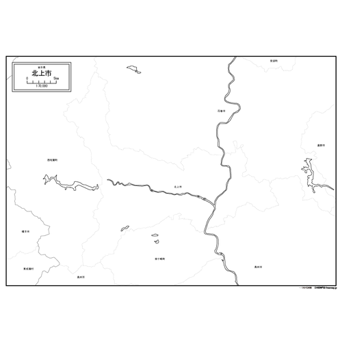 北上市の白地図のサムネイル