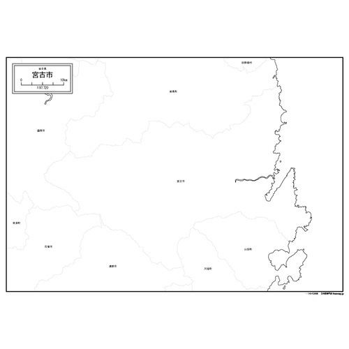 宮古市の白地図のサムネイル