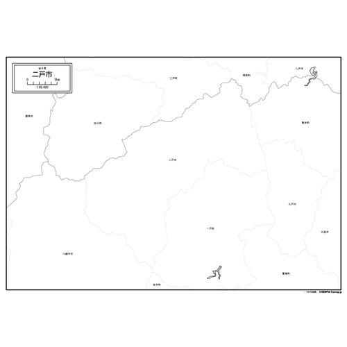 二戸市の白地図のサムネイル