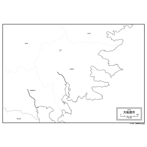 大船渡市の白地図のサムネイル