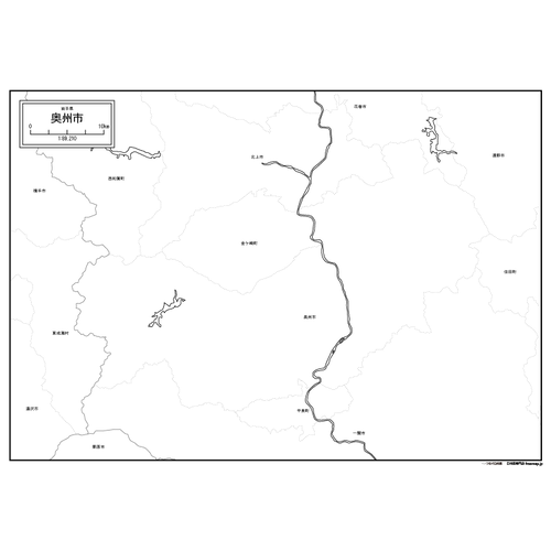 奥州市の白地図のサムネイル