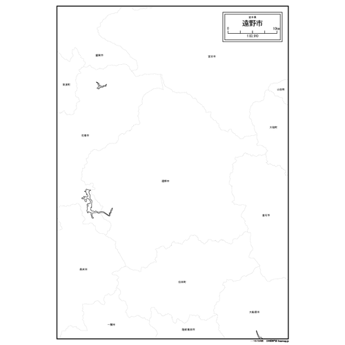 遠野市の白地図のサムネイル