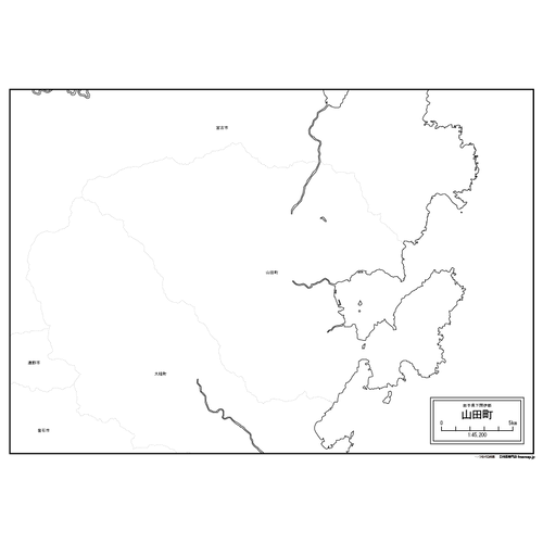 山田町の白地図のサムネイル