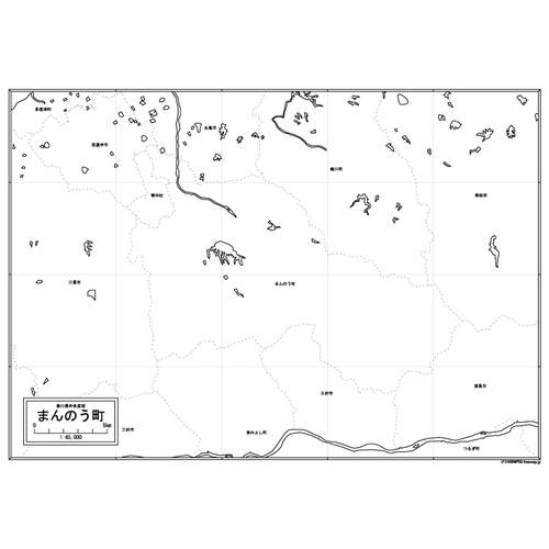 まんのう町の白地図のサムネイル