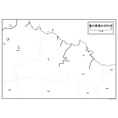 東かがわ市の白地図のサムネイル