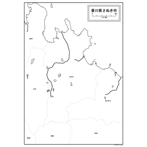 さぬき市の白地図のサムネイル