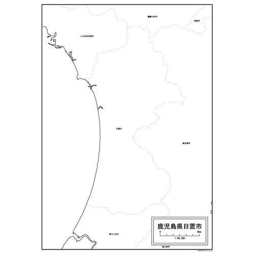 日置市の白地図のサムネイル
