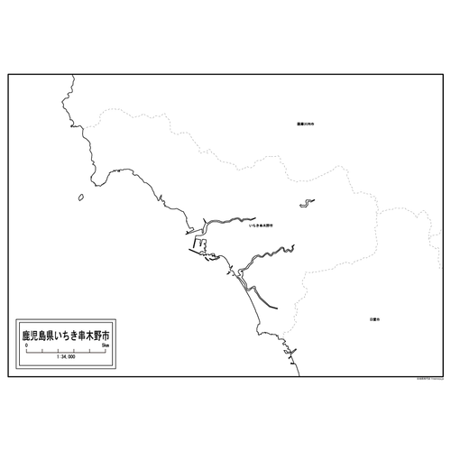 いちき串木野市の白地図のサムネイル