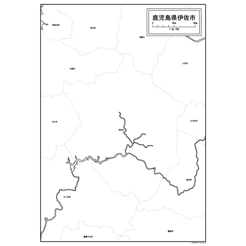 伊佐市の白地図のサムネイル