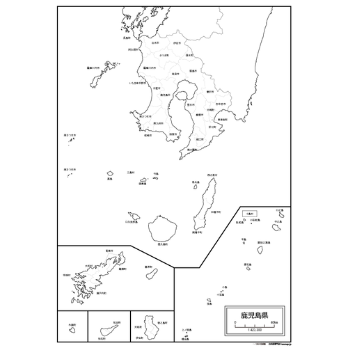 鹿児島県の白地図のサムネイル