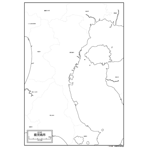 鹿児島市の白地図のサムネイル