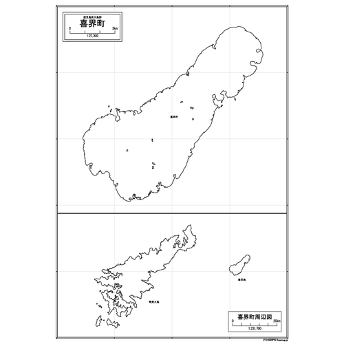 喜界町の白地図のサムネイル