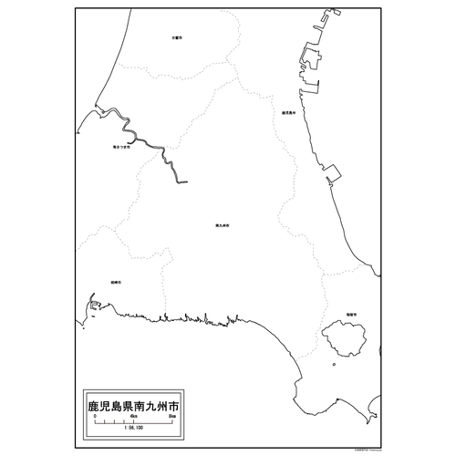 南九州市の白地図のサムネイル