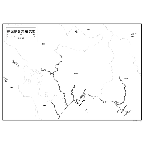 志布志市の白地図のサムネイル