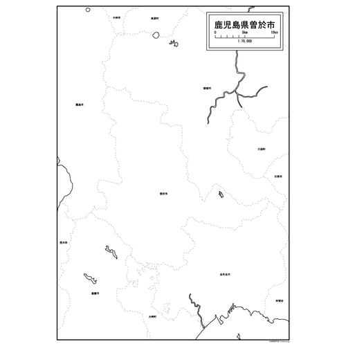 曽於市の白地図のサムネイル