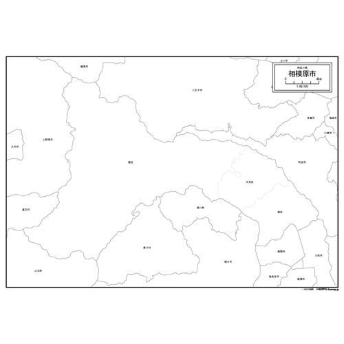 神奈川県相模原市の白地図のサムネイル