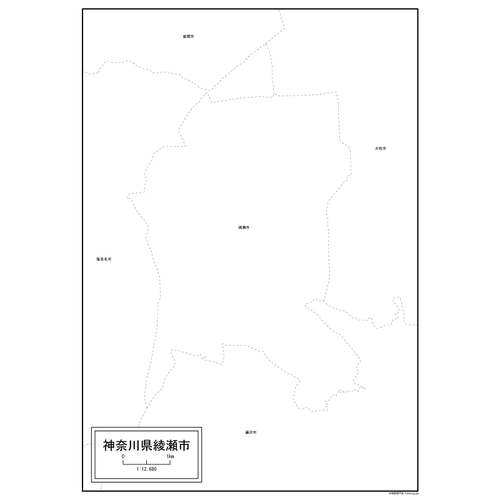 綾瀬市の白地図のサムネイル