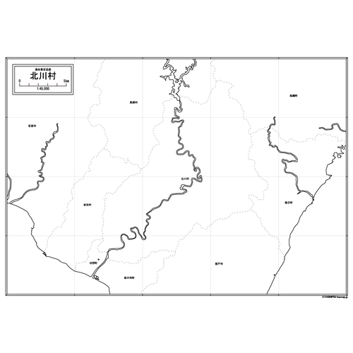 北川村の白地図のサムネイル